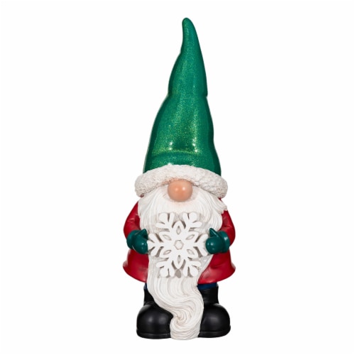 Holiday Home Gnome with Snowflake - Green Perspective: front