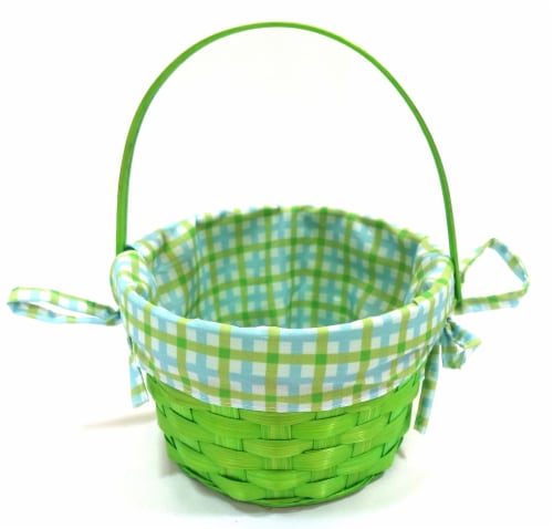 HH 7in Lined Bamboo Basket - Green Perspective: front