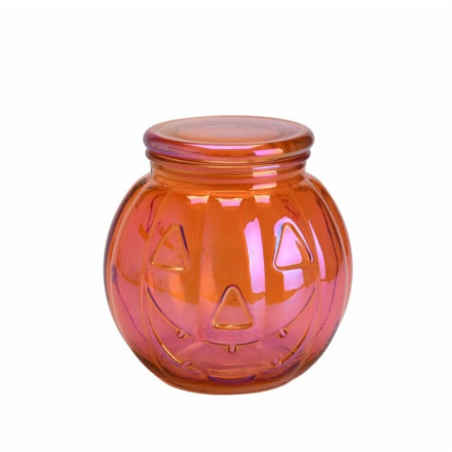 Holiday Home Small Glass Jack-o-lantern Canister - Orange Perspective: front