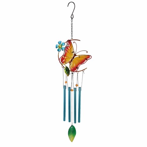 HD Designs Outdoors Yellow Butterfly Wind Chime Perspective: front