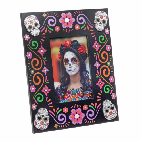 Holiday Home Day of the Dead Wooden Photo Frame Perspective: front