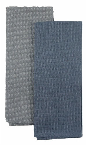 Dash of That® Small Waffle Kitchen Towels - Blue Perspective: front