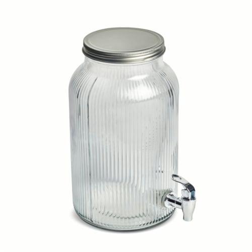 Dash of That Ribbed Clear Glass Beverage Dispenser Perspective: front