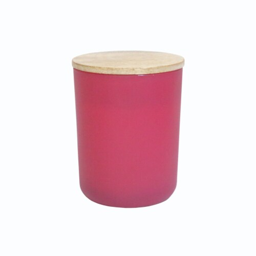 Holiday Home Valentine's Day Rose Glass with Wood Lid Candle Perspective: front