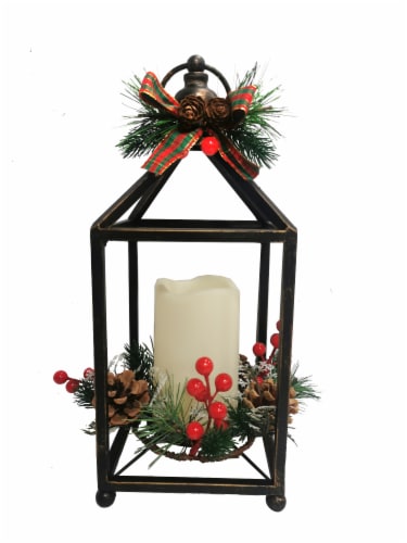 Holiday Home LED Bronze Lantern Christmas Décor Perspective: front