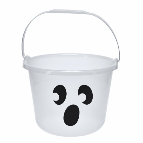 Holiday Home Surprised Ghost Halloween Treat Bucket Perspective: front