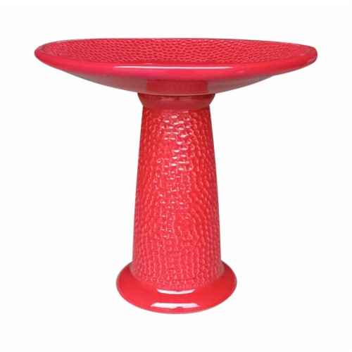 HD Outdoors Theo Mini Birdbath - Red Perspective: front