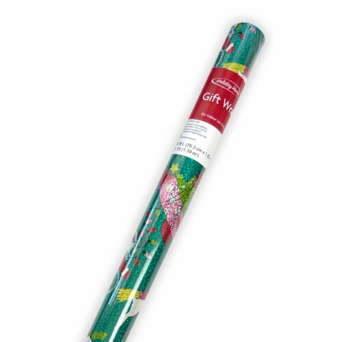 Holiday Home 30" Santa in Space Christmas Gift Wrap Perspective: front
