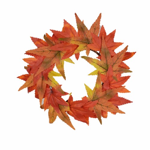Holiday Home Maple Leaves Wreath - Multicolored Perspective: front