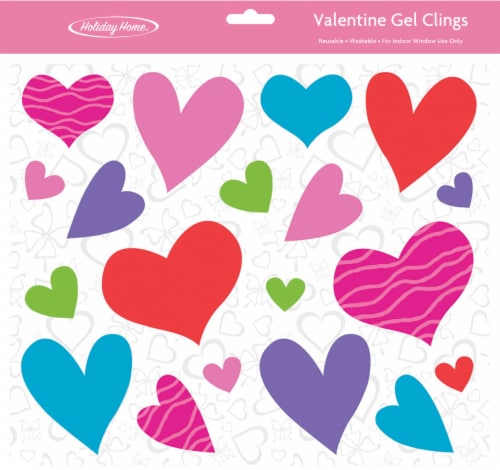 Holiday Home Multi-Color Hearts Valentine Gel Clings Perspective: front