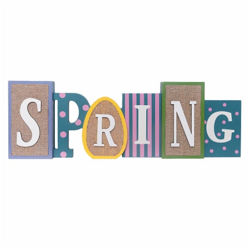 Holiday Home "Spring" Wooden Easter Table Top Perspective: front