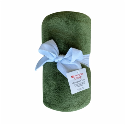 Everyday Living® Microplush Throw Dark Green Perspective: front