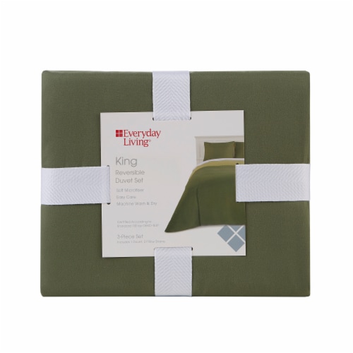Everyday Living King Reversable Duvet Set - Green Perspective: front