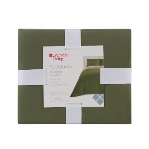 Everyday Living Full / Queen Reversable Duvet Set - Green Perspective: front