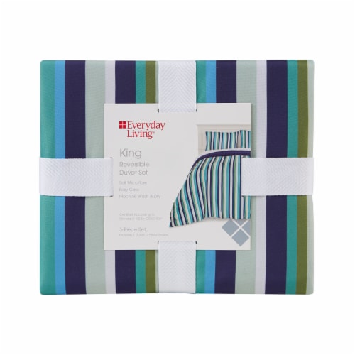 Everyday Living King Reversable Duvet Set - Multi Stripe Perspective: front