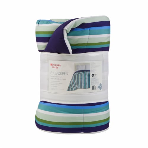 Everyday Living Full / Queen Reversable Down Alternative Comforter - Multi Stripe Perspective: front