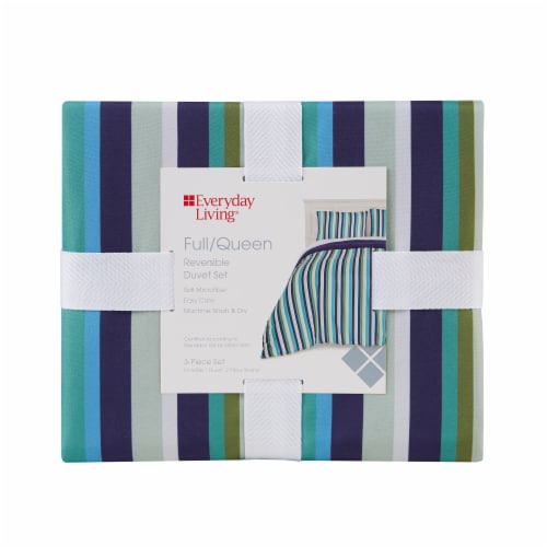 Everyday Living Full / Queen Reversable Duvet Set - Multi Stripe Perspective: front