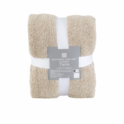 HD Designs Heathered Cozy Knit Blanket T/TXL - Tan Perspective: front