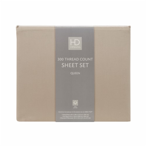 HD Designs HD T300 Queen Sheet Set - Tan Perspective: front