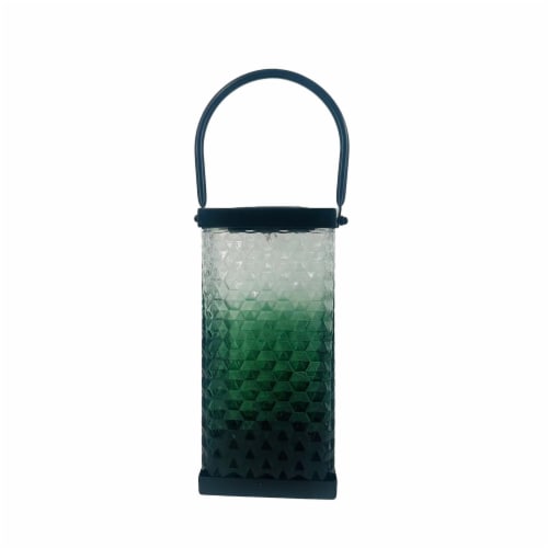 HD Designs Outdoors Solar Glass Lantern - Green/Yellow Perspective: front