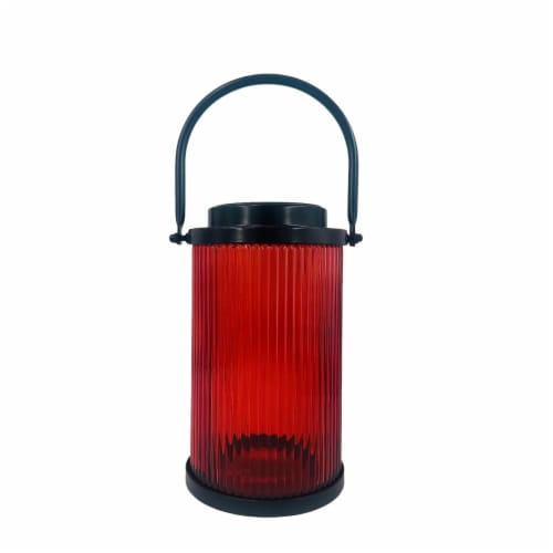 HD Designs Outdoors Solar Glass Lantern - Red Perspective: front