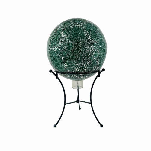 HD Designs Outdoors Swirl Gazing Ball with Stand - Green Perspective: front