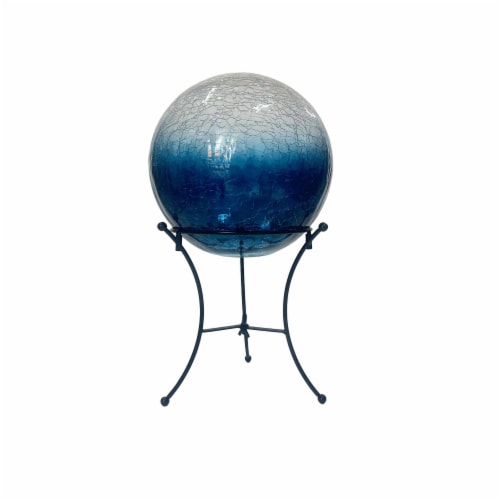 HD Outdoors Mosaic Gazing Ball with Stand Dark Blue Perspective: front
