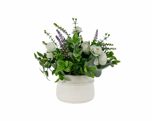 Silkcraft Lavender Rose Mix Rim Pot Perspective: front