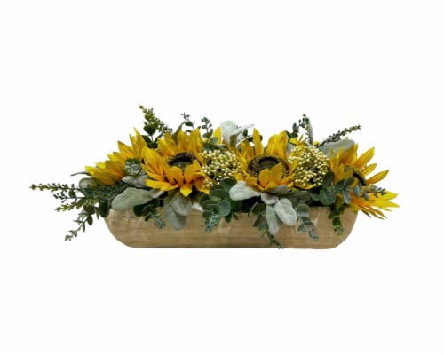 Silkcraft Sunflower Mix Wood Trough Perspective: front