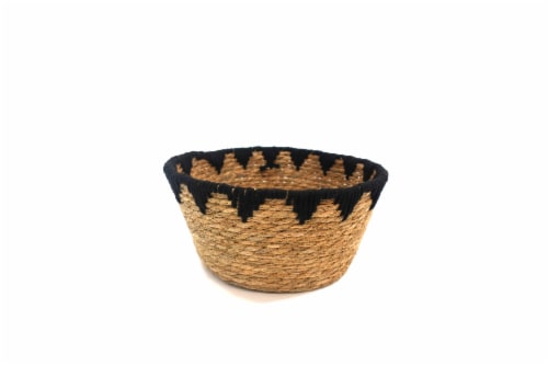 HD Designs Large Round Rush/Fabric Rope Basket Perspective: front
