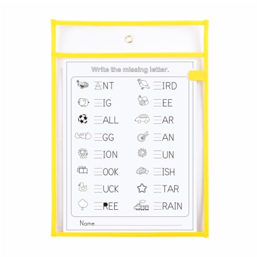 Office Works Dry Erase Pocket - Yellow Perspective: front