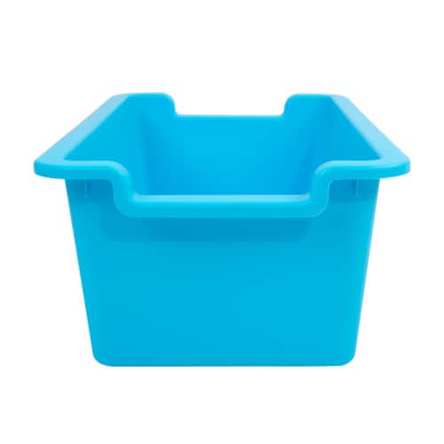 Office Works Plastic Storage Bin - Light Blue Perspective: front