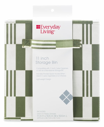Everyday Living Checkered Fabric Drawer - Green Perspective: front