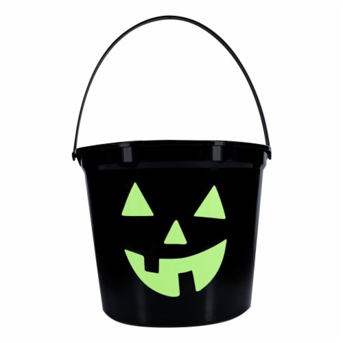 Holiday Home Black Pumpkin Jumbo Treat Bucket Perspective: front