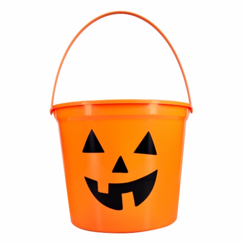 Holiday Home Orange Pumpkin Jumbo Treat Bucket Perspective: front
