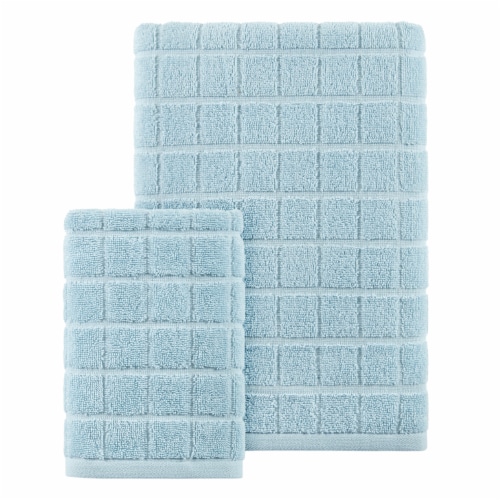 Everyday Living Windowpane Bath Towel - Blue Perspective: front