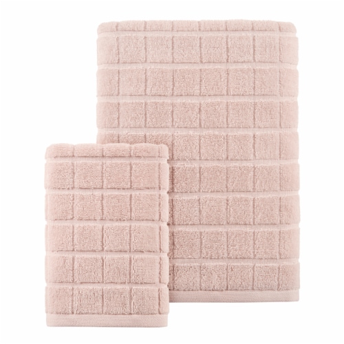 Everyday Living Windowpane Bath Towel - Pink Perspective: front
