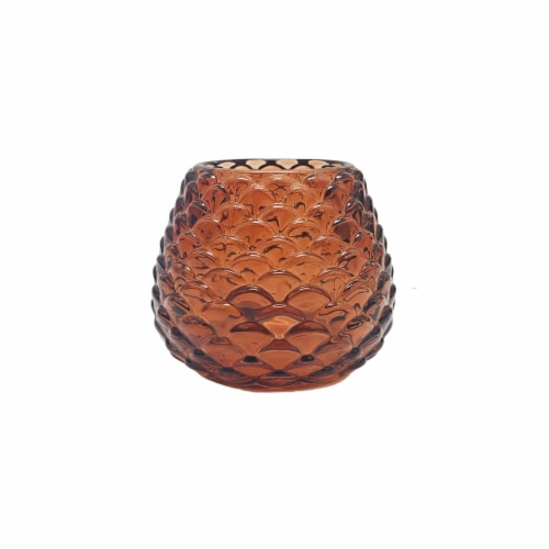 Holiday Home Pinecone Glass Candle Holder - Brown Perspective: front