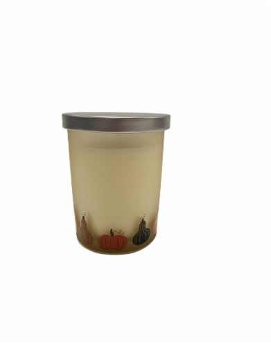 HD Designs Harvest Frosted Jar Candle - White Pumpkin Perspective: front