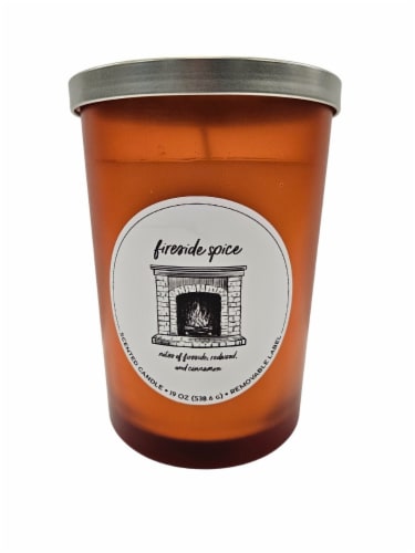 HD Designs Frosted Jar Candle - Fireside Spice Perspective: front