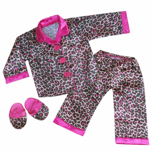 Sophia's Animal Print Pajama Set for 18 Dolls, Pink/Black Perspective: front