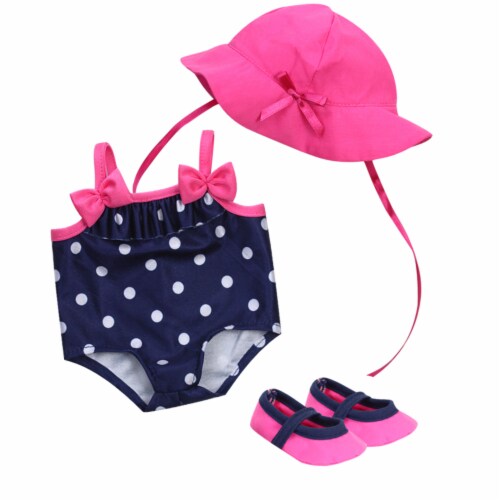 Sophia's Polka Dot Bathing Suit Set for 15'' Dolls, Navy/Pink, 1 - Pick ...