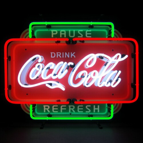 Neonetics Home Indoor Pub Restaurant Hotel Room Decorative Coca-Cola Pause Refresh Neon Sign Perspective: front
