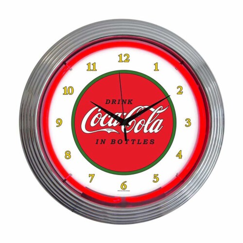 Neonetics Home Indoor Restaurant Kitchen Decorative Coca-Cola 1910 Classic Neon Wall Clock Perspective: front