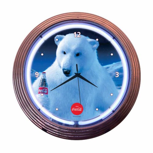 Neonetics Home Indoor Restaurant Kitchen Decorative Coca-Cola Polar Bear Neon Wall Clock Perspective: front