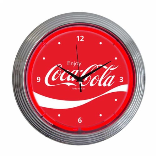 Neonetics Home Indoor Restaurant Kitchen Decorative Coca-Cola Wave Neon Wall Clock Perspective: front