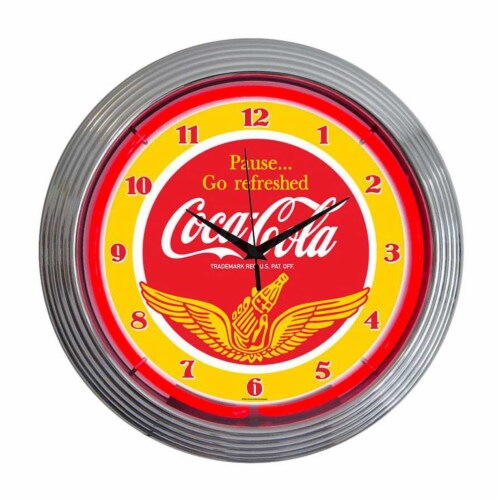 Neonetics Home Indoor Restaurant Kitchen Decorative Coca-Cola Wings Neon Wall Clock Perspective: front