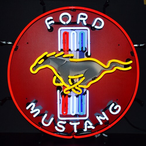 Neonetics Ford Mustang Red Neon Sign With Backing Perspective: front