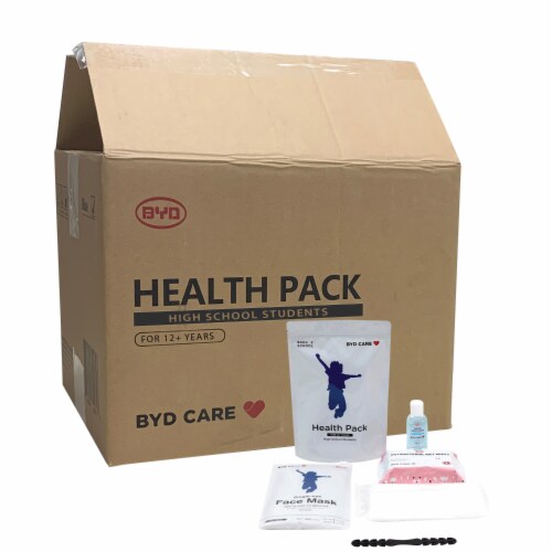 Health Pack All-in-One Personal Protection Kit (Case of 20 Kits) for Adults 12+ Years - White Perspective: front