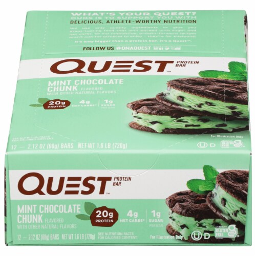Quest Mint Chocolate Chunk Protein Bars Perspective: front